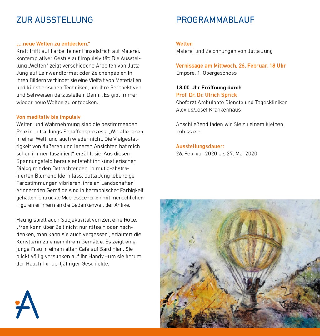 Jutta Jung WELTEN – Einzelausstellung im Alexius/Josef Krankenhaus&nbsp;Neuss