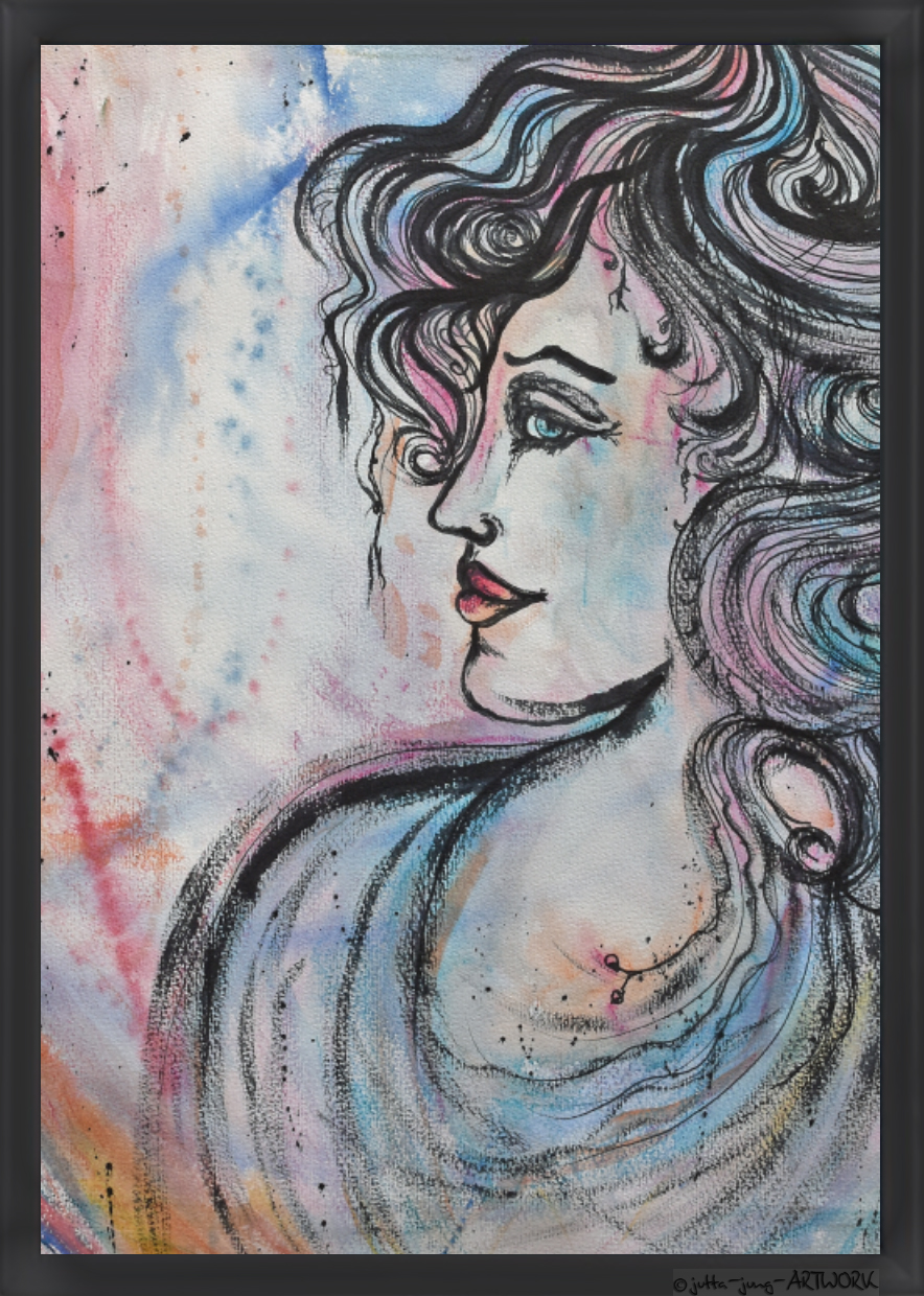 Frauen – Ich male und zeichne gerne Frauenbilder, bestimmt weil ich selber eine Frau bin. Stark, gefühlvoll, verletzlich,  eigenständig,  traurig,  nachdenklich, glücklich bisweilen, sehnsüchtig, hoffnungsvoll…