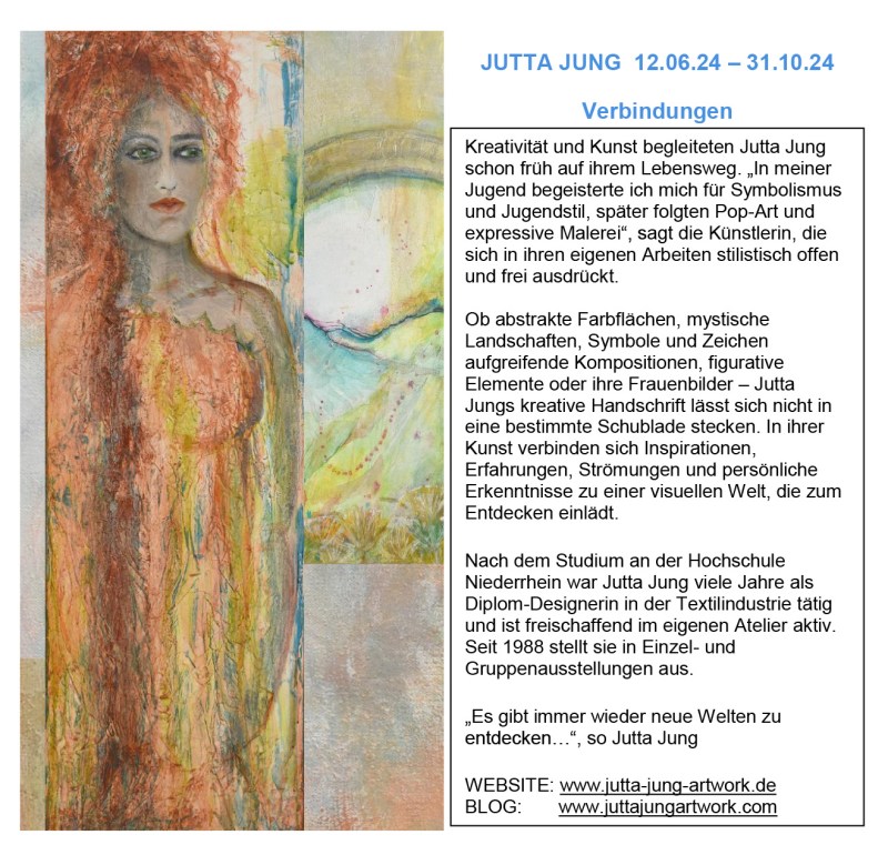 Vorschau auf 2024 - Große Einzelausstellung "Verbindungen" Jutta Jung in der Glasgalerie Dormagen