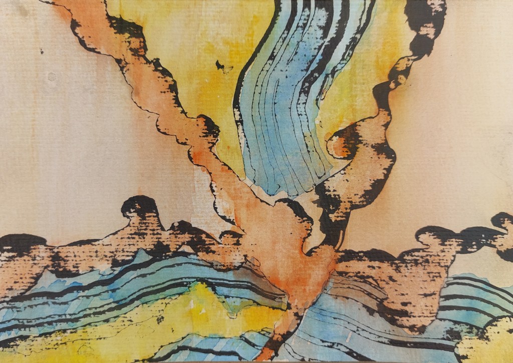 Chinatusche trifft Aquarellfarbe